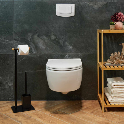 Toilet chair in bamboo and stainless steel