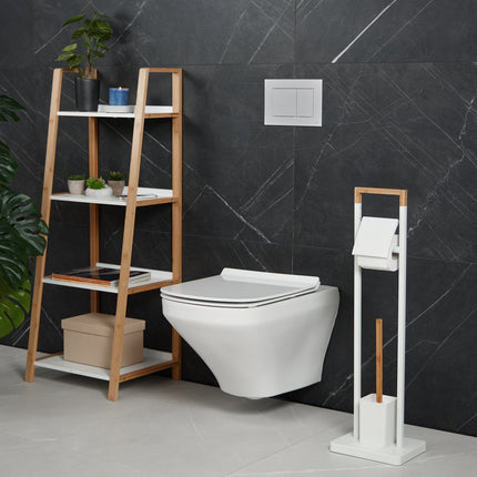 Toilet chair in bamboo and stainless steel