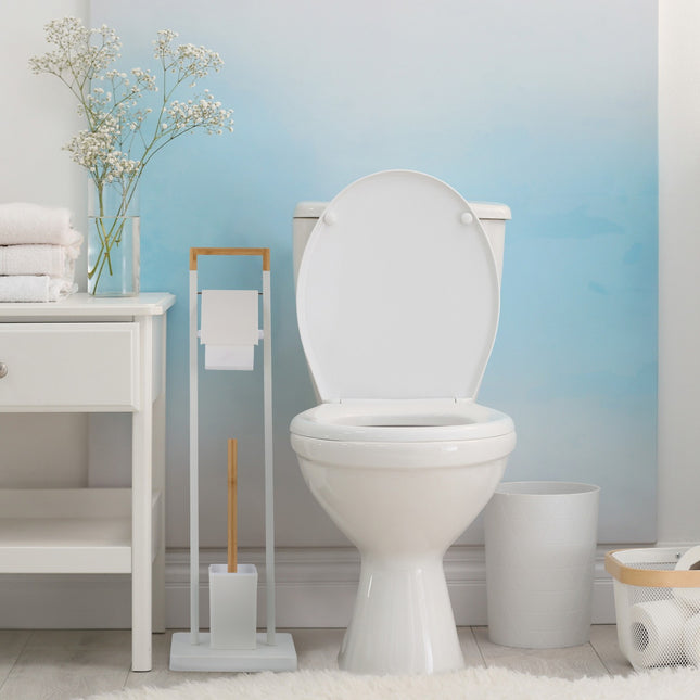 Toiletstoel van bamboe en roestvrij staal