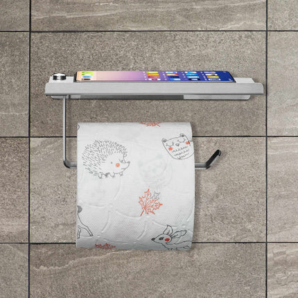 Toilet paper holder with shelf
