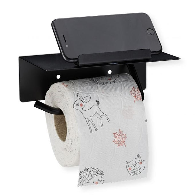 Toilet paper holder with shelf