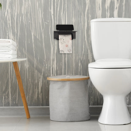 Toilet paper holder with shelf