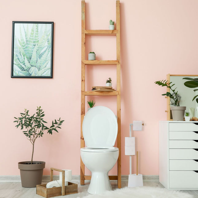 Toilet seat in bamboo and stainless steel