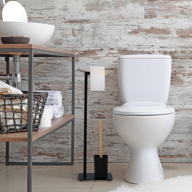 Toilet seat in bamboo and stainless steel
