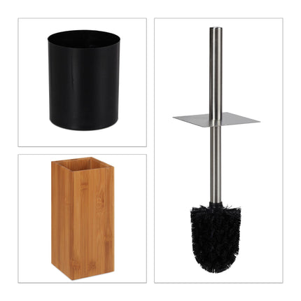 Toilet set bamboo &amp; metal