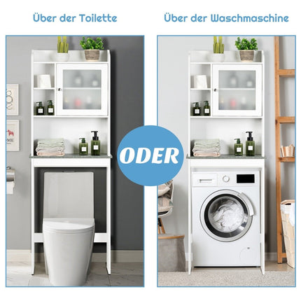 Toilet shelf bathroom space saver with adjustable levels 59 x 19 x 173 cm white