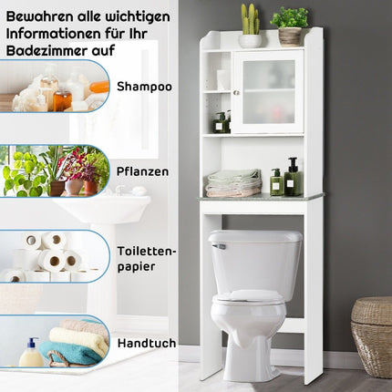 Toilet shelf bathroom space saver with adjustable levels 59 x 19 x 173 cm white