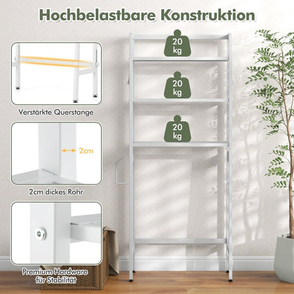 Toilet shelf freestanding bathroom shelf with adjustable shelves 65 x 28 x 159 cm white