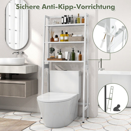 Toilet shelf freestanding bathroom shelf with adjustable shelves 65 x 28 x 159 cm white
