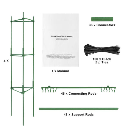 Tomato Cages, 4-Pack 63-Inch Stackable Plant Support