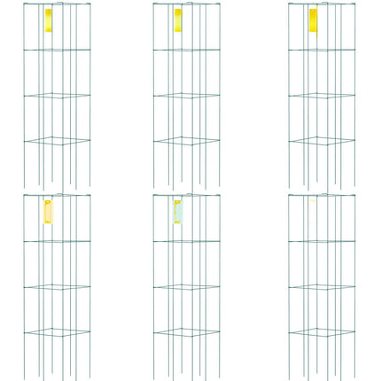 Tomato Cages, 6-Pack Square 39.4 in PVC-Coated Steel