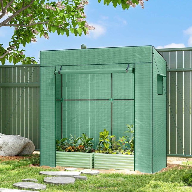 Tomato Greenhouse with Roll-Up Door, Mesh Windows, 196x77x197 cm