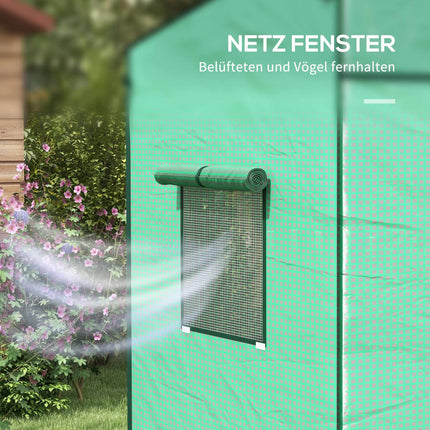 Tomato Greenhouse with Roll-Up Door, Mesh Windows, 196x77x197 cm