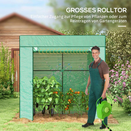 Tomato Greenhouse with Roll-Up Door, Mesh Windows, 196x77x197 cm