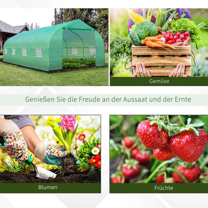 Cold frame Greenhouse, Gable roof, 600x300x200cm, Green