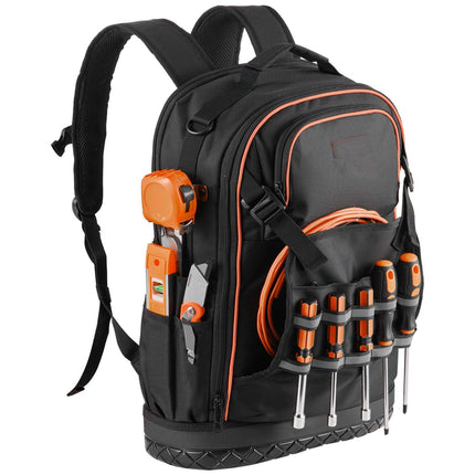 Tool Backpack, 65 Pockets, Laptop Compartment, Molded Base