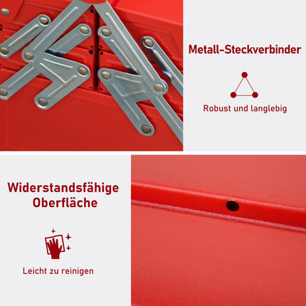 Space-saving steel toolbox with 5 compartments, red