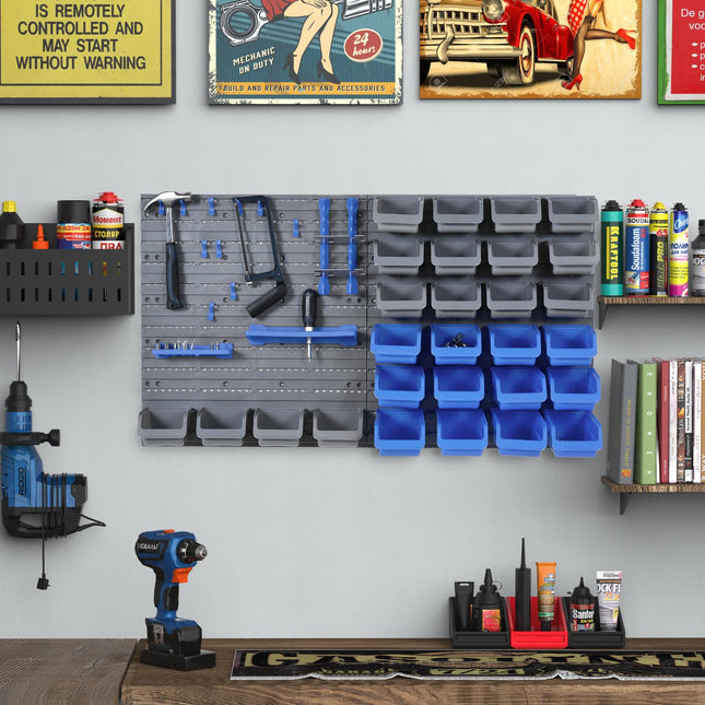 Workshop Tool Holder - Wall Mount, Blue & Grey