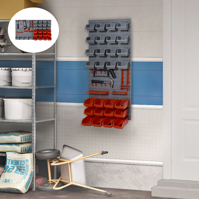 Tool holder for wall, Red/Grey, 63.5x22.5x95.5 cm
