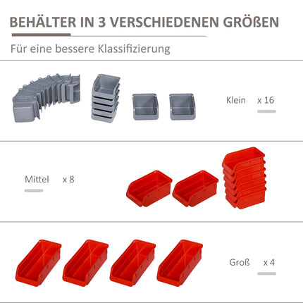 Tool holder for wall, Red/Grey, 63.5x22.5x95.5 cm