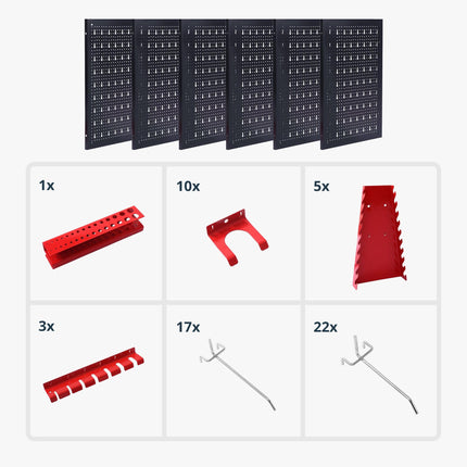 Tool Pegboard, Steel Wall-Mount Organizer With Hooks Set