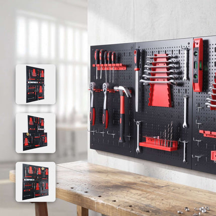 Tool Pegboard, Steel Wall-Mount With Hook Set