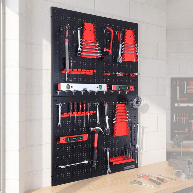 Tool Pegboard, Steel Wall-Mount With Hook Set