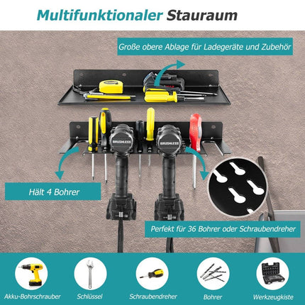 Tool Rack Wall Shelf with 4 Slots & 36 Drill Holes Tool Organizer Tool Holder