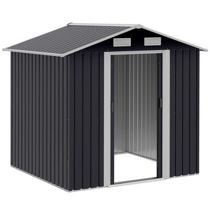 Garden shed 2.6 m² with sliding doors, steel, black