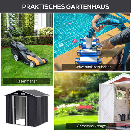 Garden shed 2.6 m² with sliding doors, steel, black
