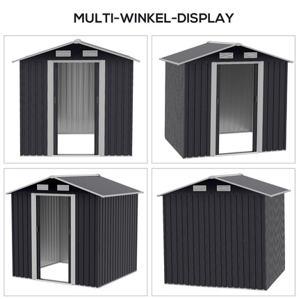 Garden shed 2.6 m² with sliding doors, steel, black