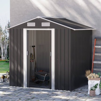 Garden shed 2.6 m² with sliding doors, steel, black