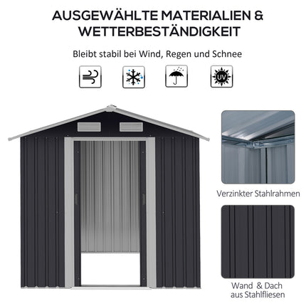Garden shed 2.6 m² with sliding doors, steel, black