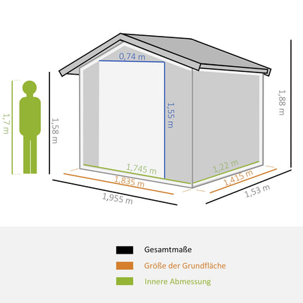 Garden shed 2.6 m² with sliding doors, steel, black