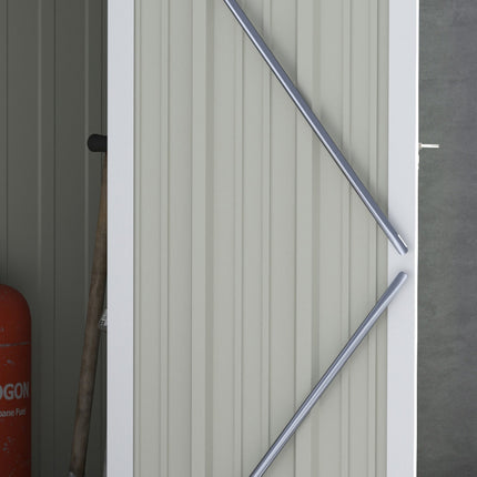 Outdoor tool shed, steel with door, green, 142x84x189 cm
