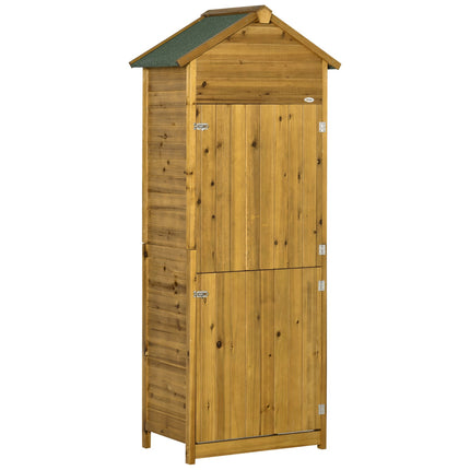 Weatherproof wooden garden shed with shelves, 2 doors