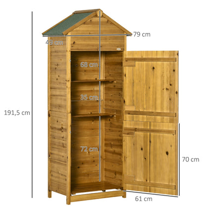 Weatherproof wooden garden shed with shelves, 2 doors