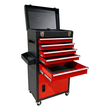 Tool Trolley, Lockable Steel, 5 Drawers, Removable Top