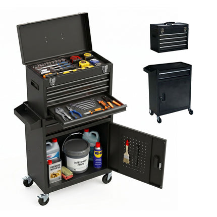 Tool Trolley, Lockable Steel, 5 Drawers, Top Box