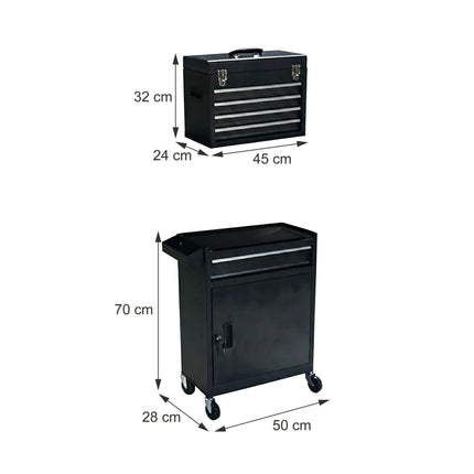 Tool Trolley, Lockable Steel, 5 Drawers, Top Box