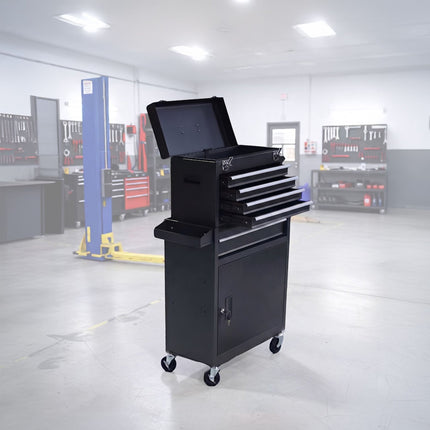 Tool Trolley, Lockable Steel, 5 Drawers, Top Box