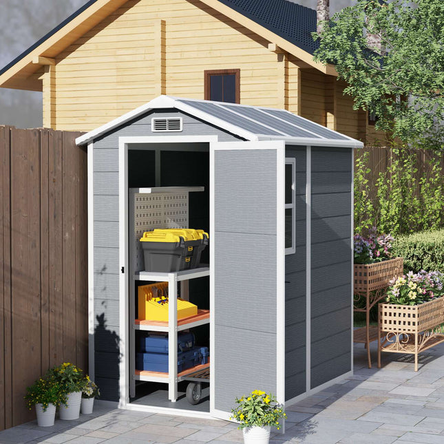Waterproof aluminum garden shed with lockable door and floor