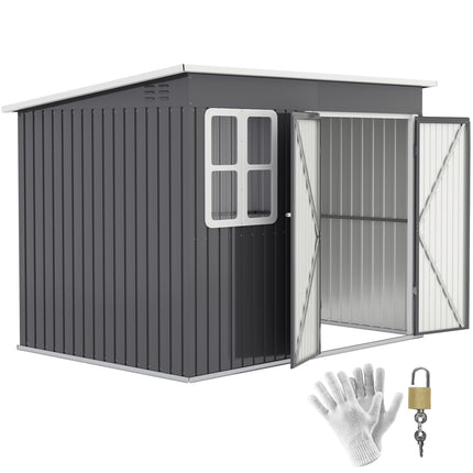 Garden tool shed in steel, 260x177x190 cm, Lockable door
