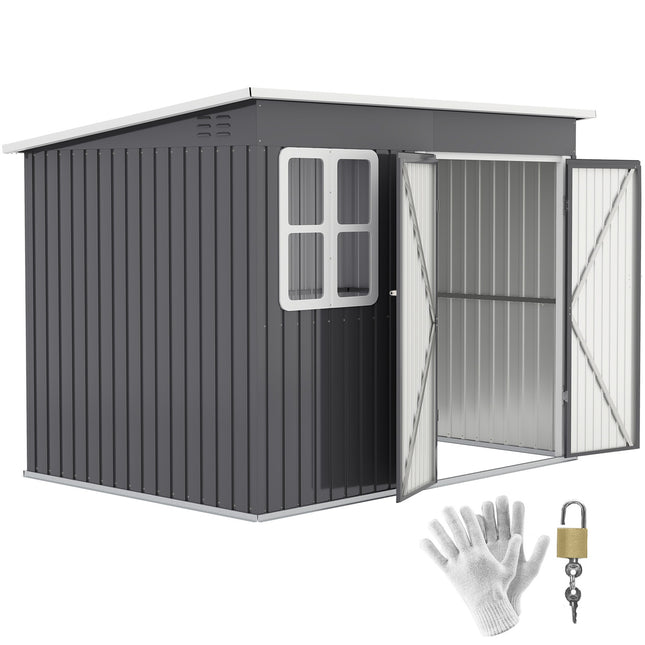 Garden tool shed in steel, 260x177x190 cm, Lockable door