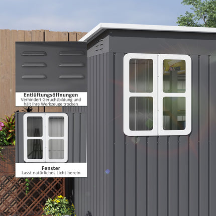 Garden tool shed in steel, 260x177x190 cm, Lockable door