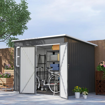 Garden tool shed in steel, 260x177x190 cm, Lockable door