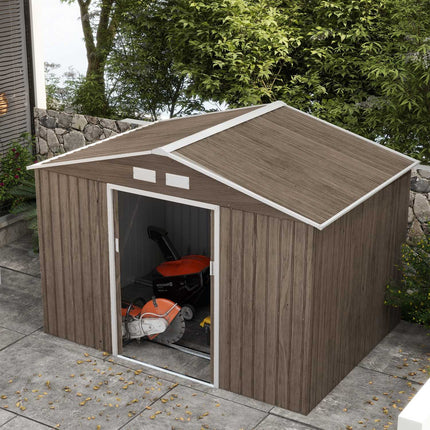 Galvanized steel garden shed 4.9 m², weatherproof, light brown