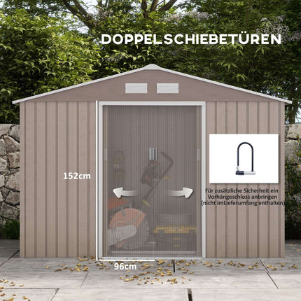 Galvanized steel garden shed 4.9 m², weatherproof, light brown