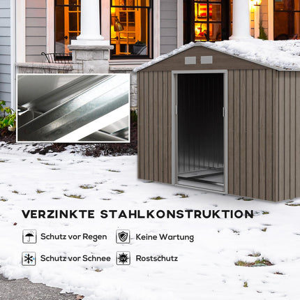 Galvanized steel garden shed 4.9 m², weatherproof, light brown