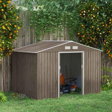 Galvanized steel garden shed 4.9 m², weatherproof, light brown
